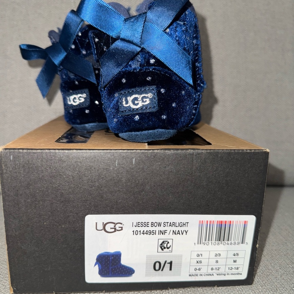 UGG Navy Bow Baby Booties